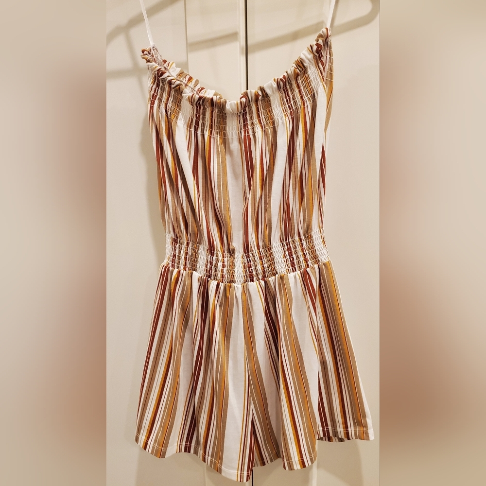 Mystyle- Striped Strapless Super Soft Romper with Pockets Sz.XL